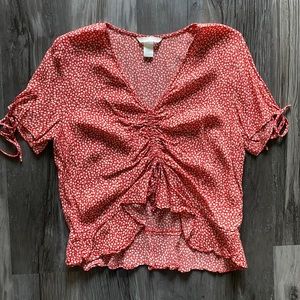 H&M Red Floral Blouse size 12